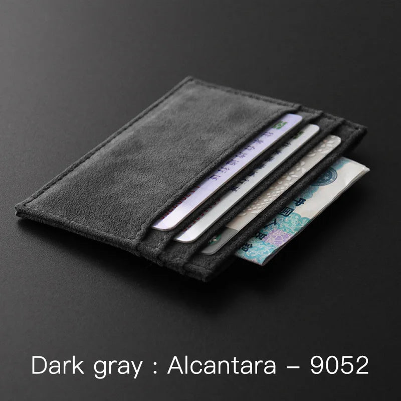YMW ALCANTARA Card Holder Women & Man Turn Fur Luxury Artificial Leather Slim Card Mini Wallet Small Thin Card Package