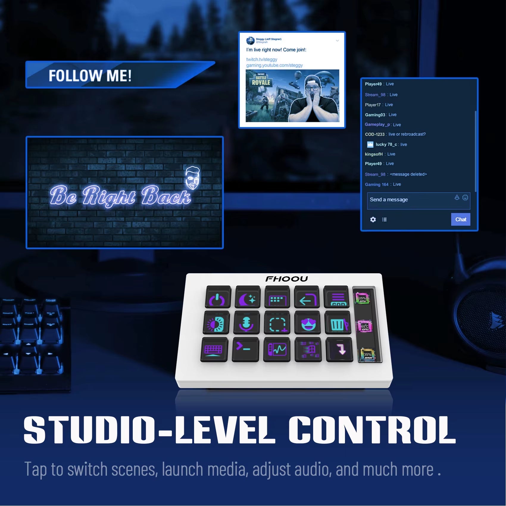 Streamdeck Mini Visual Keyboard 15Keys Stream Deck LCD Button Live Content Creation Controller Custom Button for Win/Macos Gifts