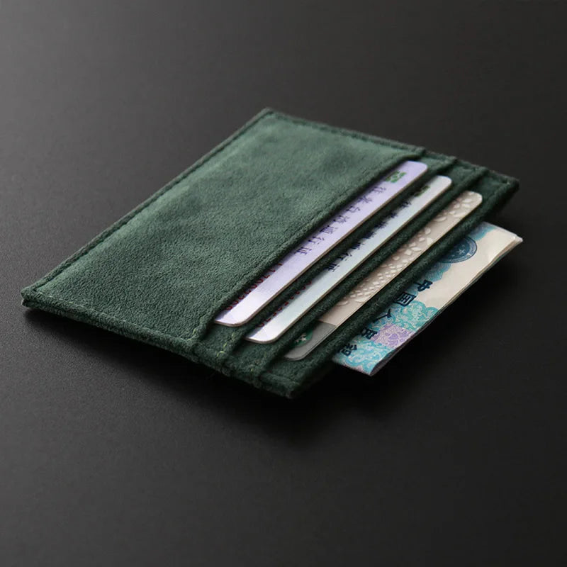 YMW ALCANTARA Card Holder Women & Man Turn Fur Luxury Artificial Leather Slim Card Mini Wallet Small Thin Card Package