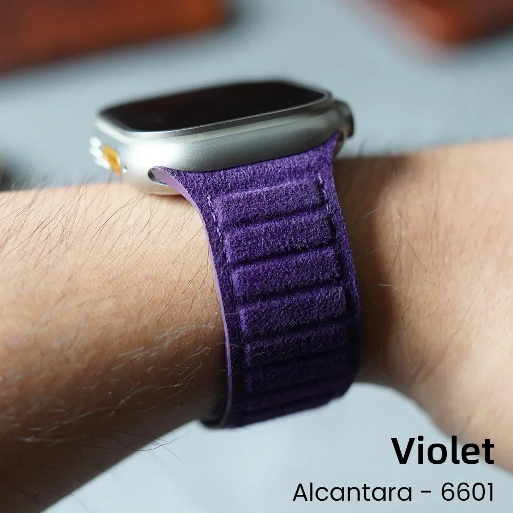 Magnetic ALCANTARA Strap for Apple Watch Ultra 2 Band 49Mm 46Mm 45Mm 44Mm Suede Leather Accessories for Iwatch 10 9 8 7 6 5 SE