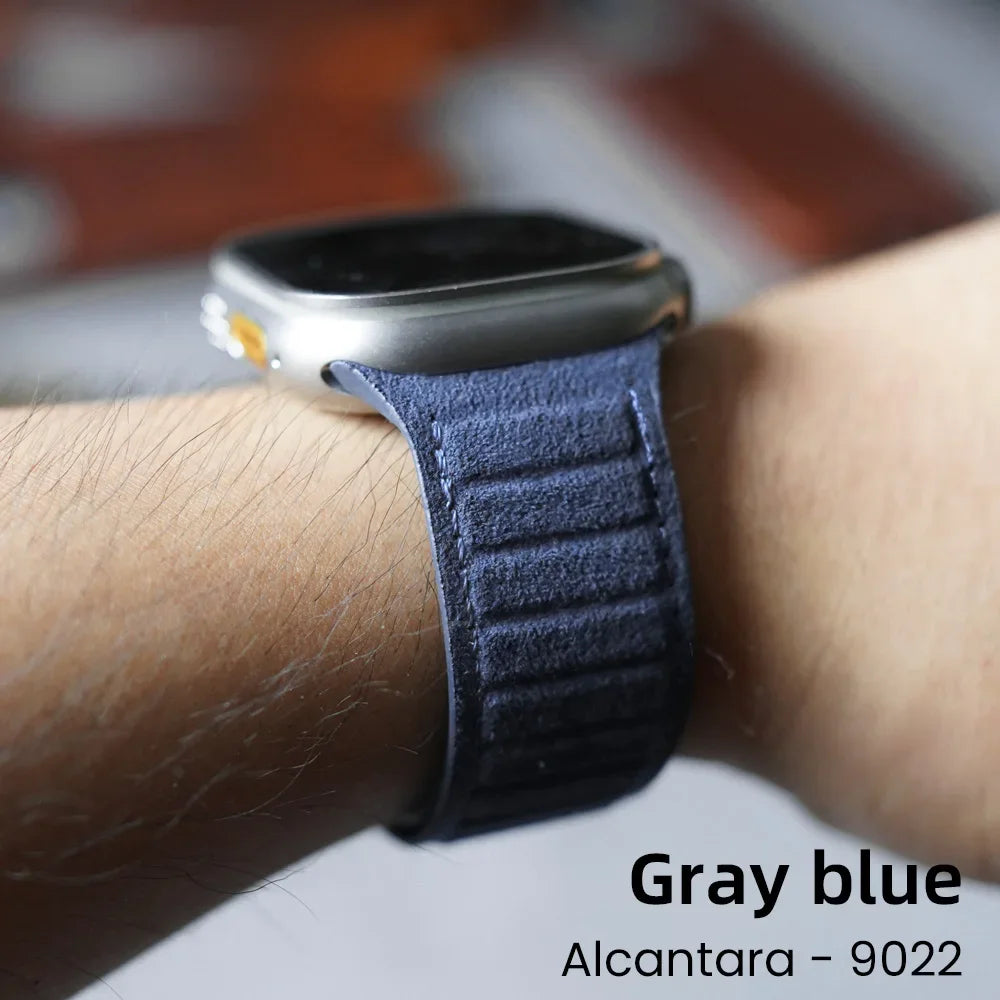 Magnetic ALCANTARA Strap for Apple Watch Ultra 2 Band 49Mm 46Mm 45Mm 44Mm Suede Leather Accessories for Iwatch 10 9 8 7 6 5 SE