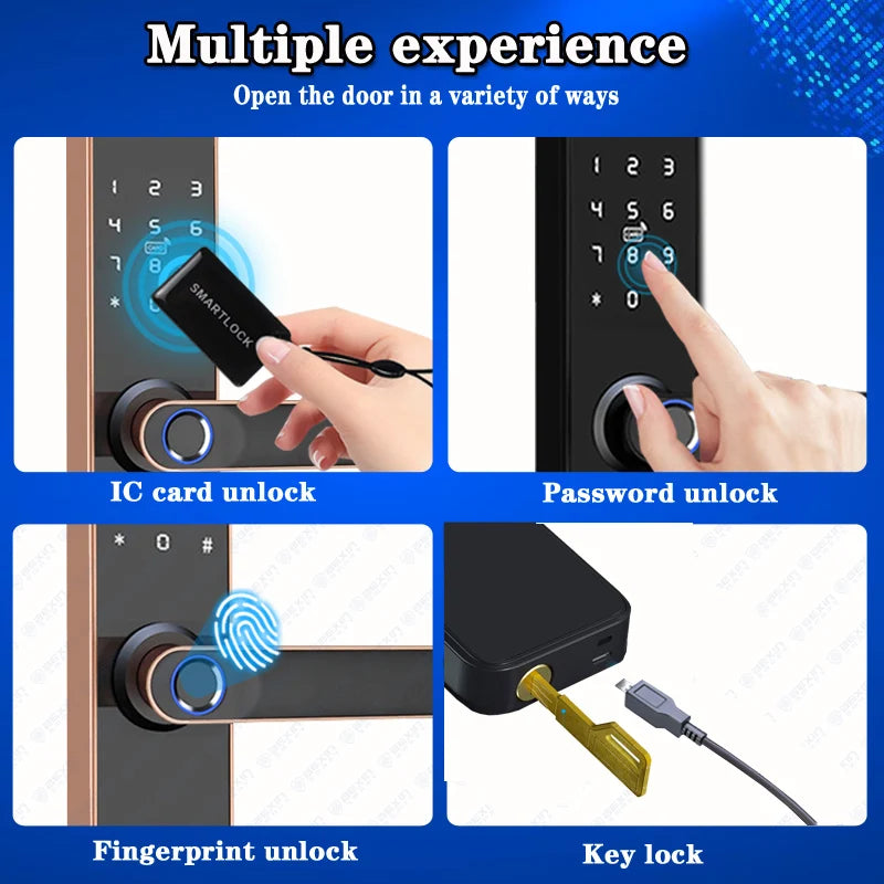 Wholesale New Product Promotion Price Tuya Wifi Home Biometric Bingerprint / Password / Key / Electronic Smart Door Lock