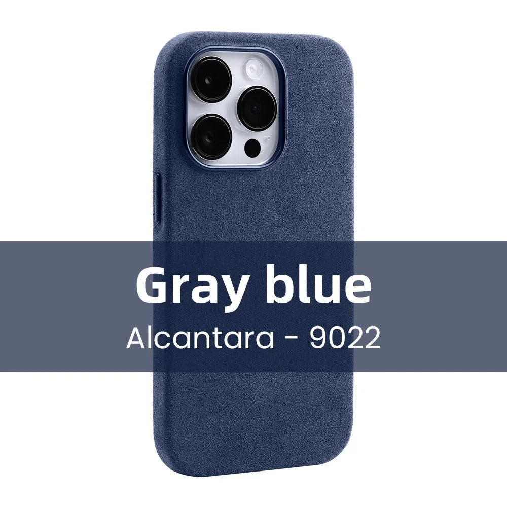 Magnetic ALCANTARA Case for Iphone 16 Pro Max 15 14 13 Mini Luxury Business Supercar Interior Same Suede Leather Phone Cover