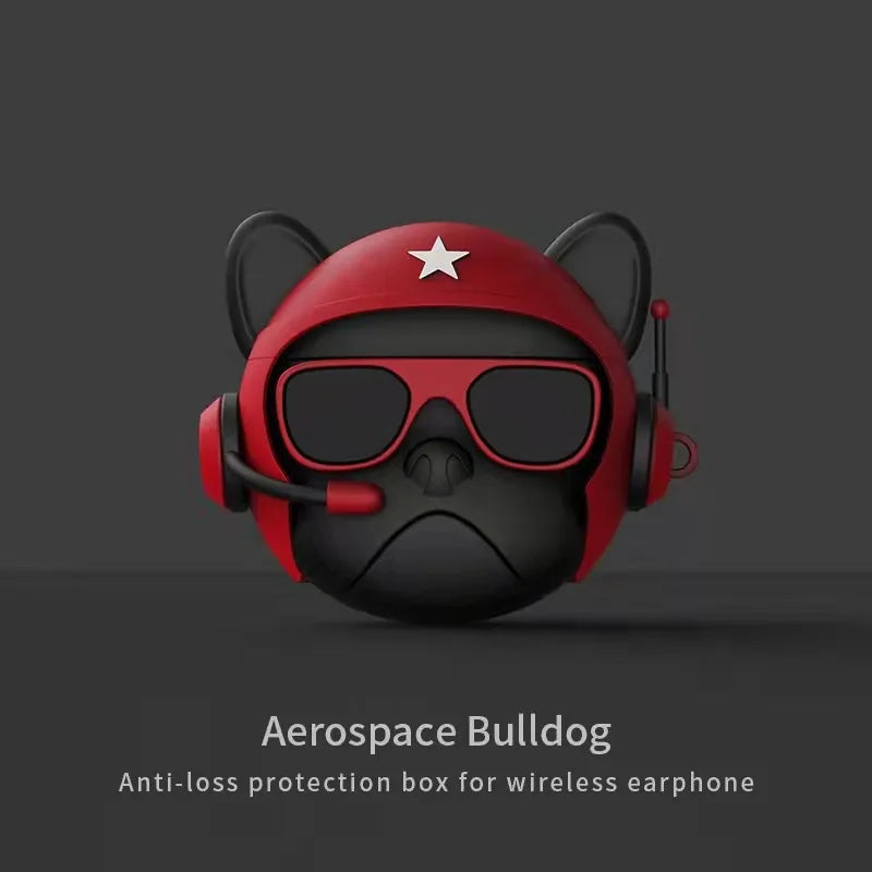 Cool Bulldog Hip Hop Music Dog Silicone Case for Apple Airpods 4 3 2 Cover for Airpods Pro 2 Generation Protective Shell