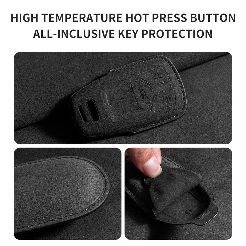 Car Key Case Cover Fob for Audi Q3 Q5 Q7 A1 A3 8P A4 B9 A5 A6 C7 8S A7 A8 4M S4 S5 S6 S7 S8 RS3 RS6 SQ5 TTS Alcantara Keychain