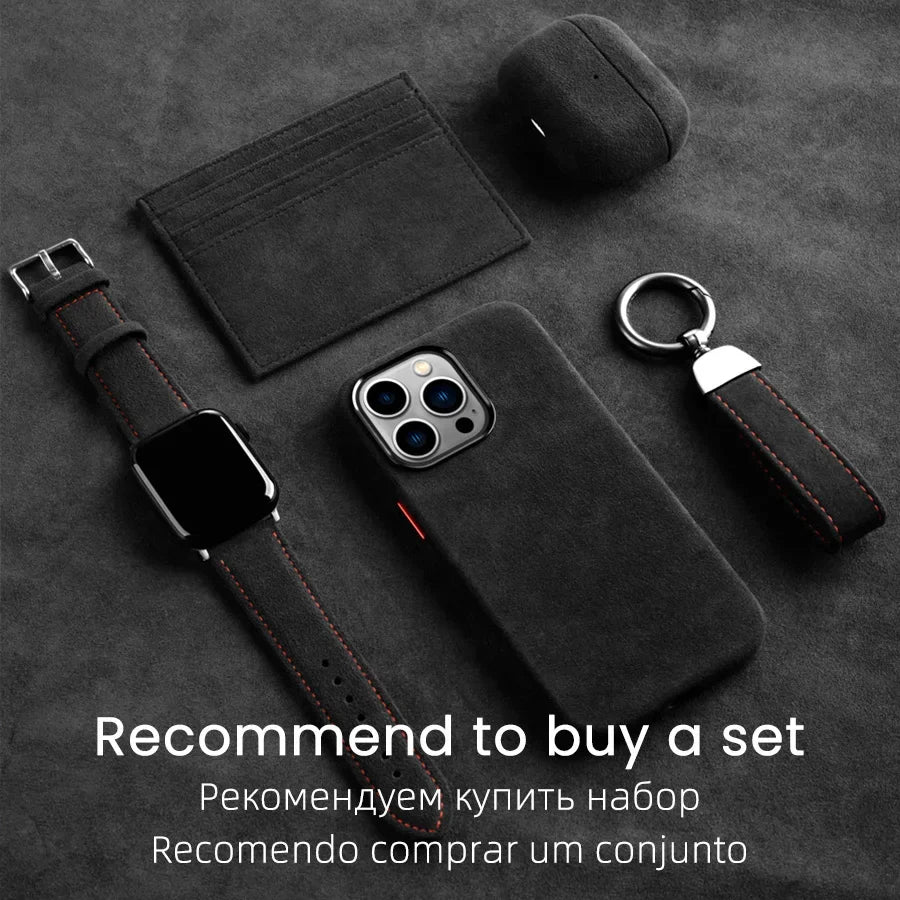 Magnetic ALCANTARA Case for Iphone 16 Pro Max 15 14 13 Mini Luxury Business Supercar Interior Same Suede Leather Phone Cover