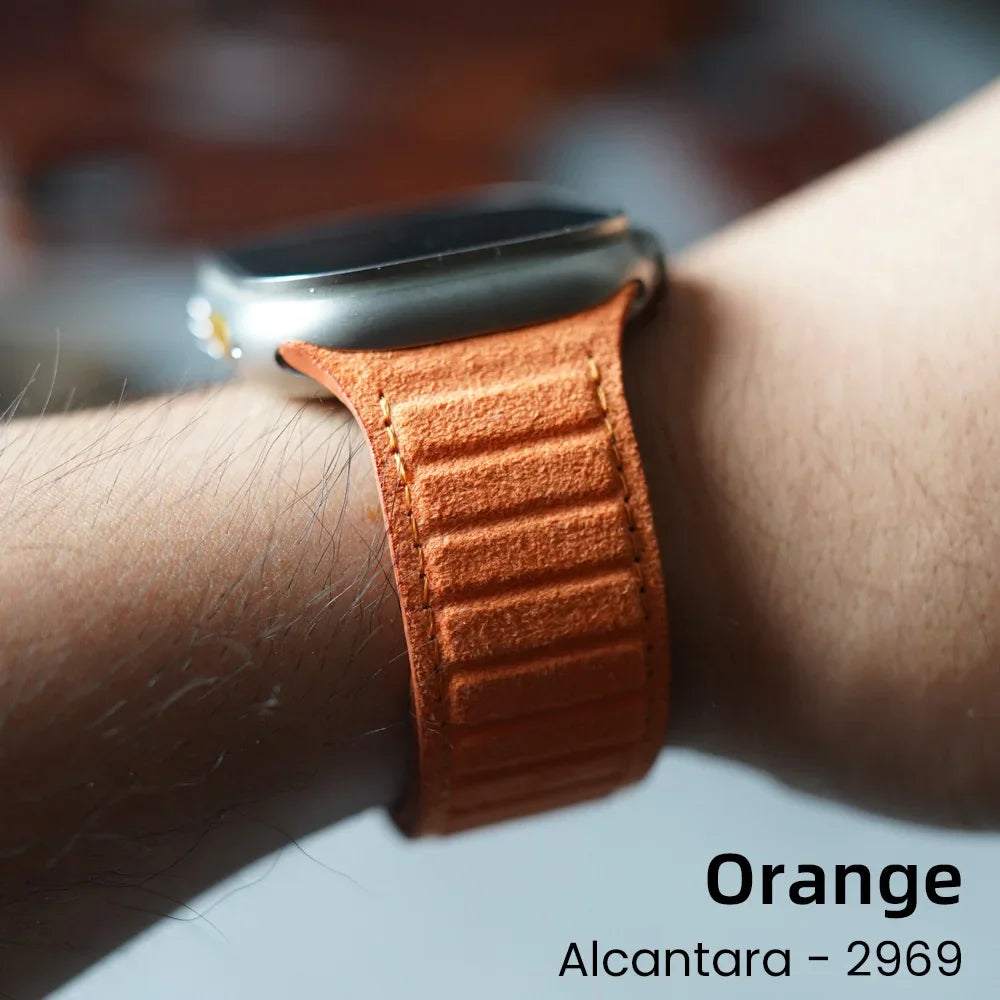 Magnetic ALCANTARA Strap for Apple Watch Ultra 2 Band 49Mm 46Mm 45Mm 44Mm Suede Leather Accessories for Iwatch 10 9 8 7 6 5 SE