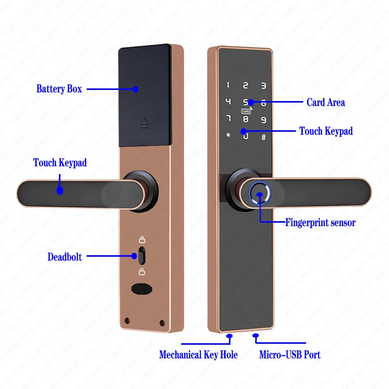 Wholesale New Product Promotion Price Tuya Wifi Home Biometric Bingerprint / Password / Key / Electronic Smart Door Lock