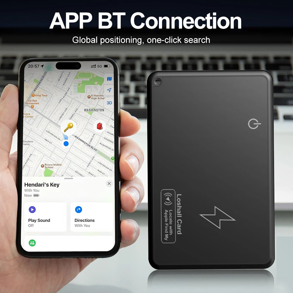 Wireless Charging Wallet Tracker Card Bluetooth-Compatible Smart Tracking Wallet Card Work with Find My App Wallet