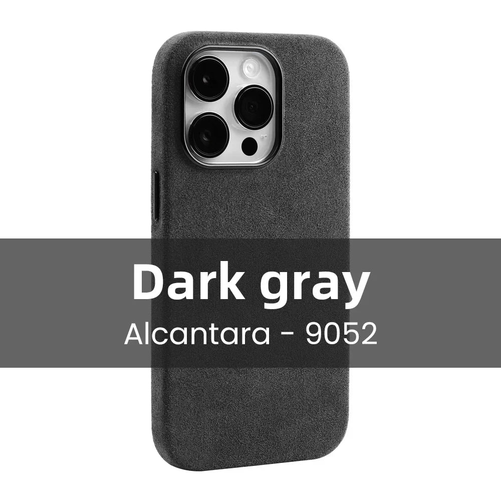 Magnetic ALCANTARA Case for Iphone 16 Pro Max 15 14 13 Mini Luxury Business Supercar Interior Same Suede Leather Phone Cover