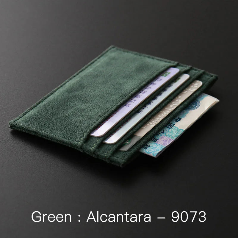 YMW ALCANTARA Card Holder Women & Man Turn Fur Luxury Artificial Leather Slim Card Mini Wallet Small Thin Card Package