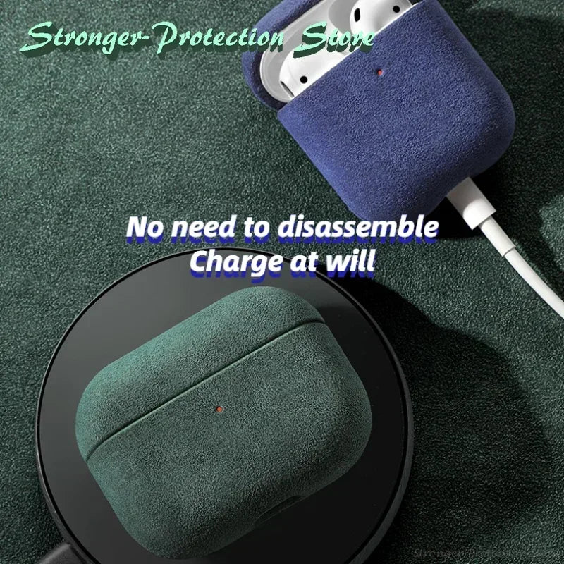 Italian Suede Leather Case for Airpods Pro 2 Luxury Artificial Leather All Inclusive Case for Airpods 4 3 Case Wireless Charge