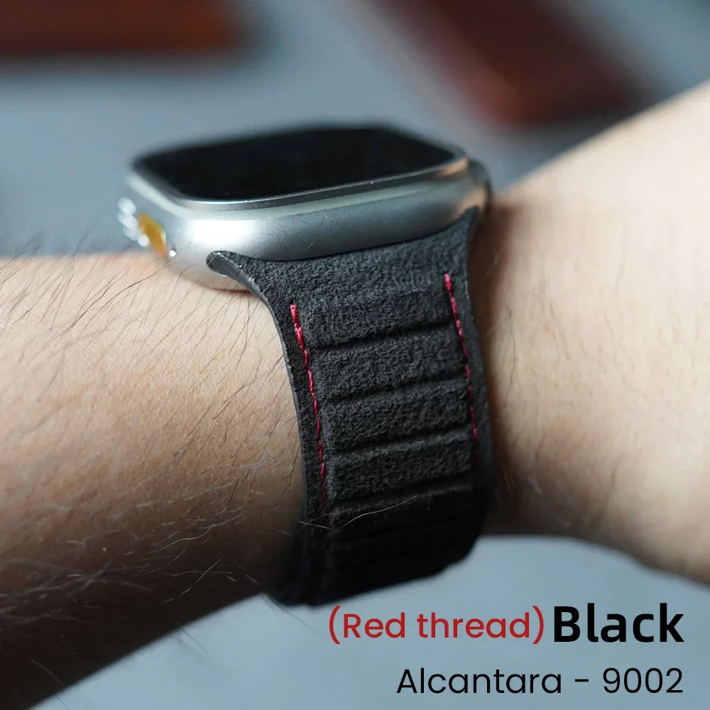 Magnetic ALCANTARA Strap for Apple Watch Ultra 2 Band 49Mm 46Mm 45Mm 44Mm Suede Leather Accessories for Iwatch 10 9 8 7 6 5 SE