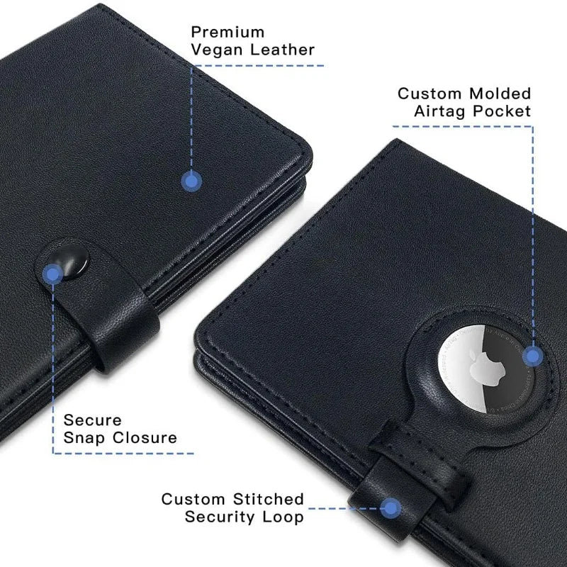 New for Apple Airtag Passport Cover Wallet Certificate Protective Cover with Airtag Travel PU Leather Card Holder Rfid Men Women