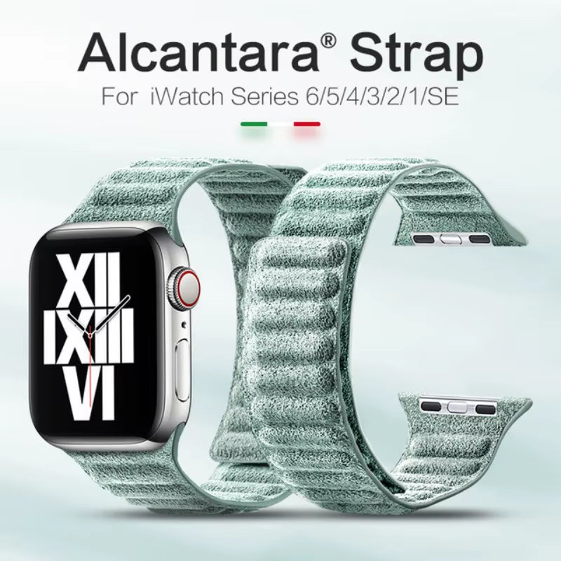 Premium Italy Alcantara Magnetic Genuine Leather Strap for Apple Watch 38 40 42 44 45 49 Mm Iwatch 9 87 5 6 4 3 SE Bracelet
