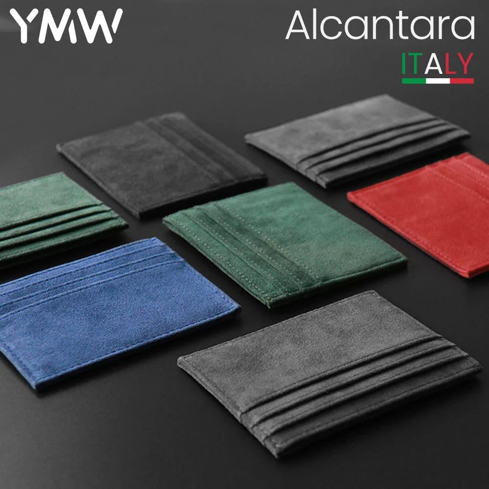 YMW ALCANTARA Card Holder Women & Man Turn Fur Luxury Artificial Leather Slim Card Mini Wallet Small Thin Card Package
