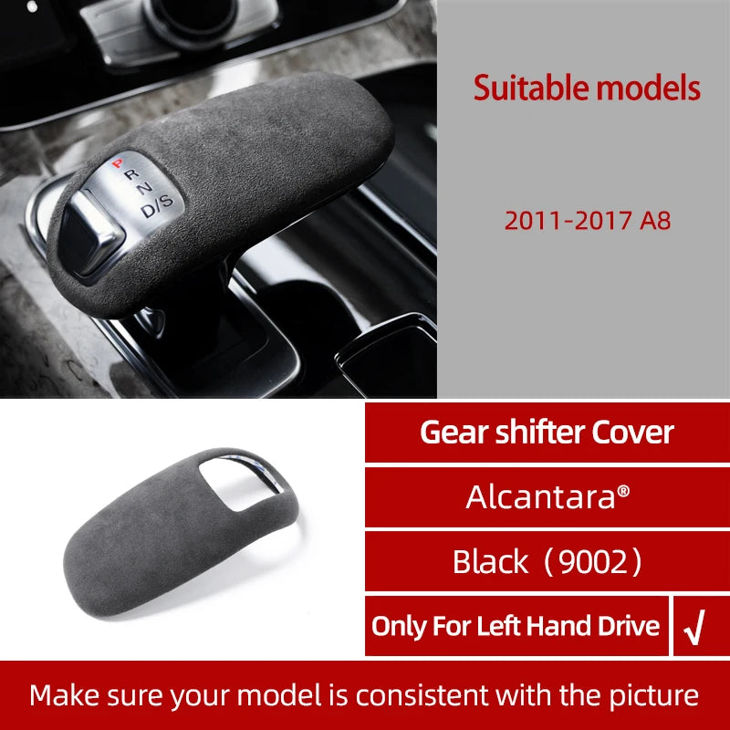 Alcantara Wrap for Audi A8 2011-2017 Gear Shift Knob Head ABS Cover Sticker Interior Trim Decoration Car Accessories