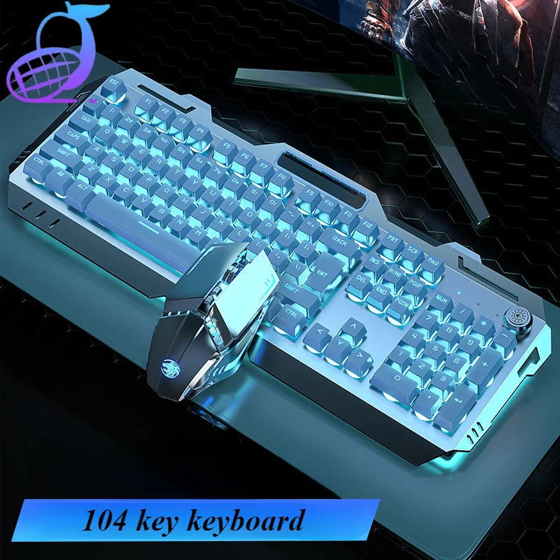 USB Wired Keyboard Set 104 Keys Backlight Gaming Keyboard Gaming for Laptop PC Computer with Hand Support