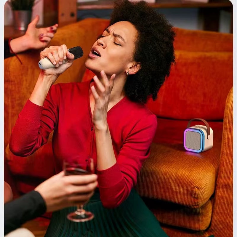 K12 Wireless Karaoke Speaker Bluetooth Microphone K12 Home KTV Karaoke Machine RGB Light Portable Mini Bluetooth Speaker