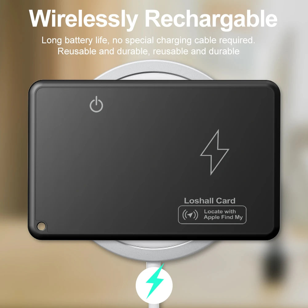 Wireless Charging Wallet Tracker Card Bluetooth-Compatible Smart Tracking Wallet Card Work with Find My App Wallet