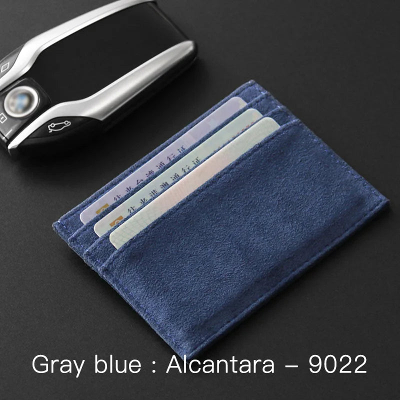 YMW ALCANTARA Card Holder Women & Man Turn Fur Luxury Artificial Leather Slim Card Mini Wallet Small Thin Card Package
