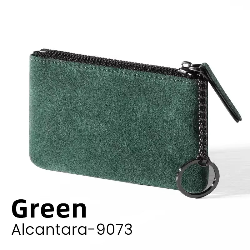 YMW Women & Man Alcantara Card Holder Luxury Artificial Leather Slim Card Zipper Wallet Small Thin Card Package