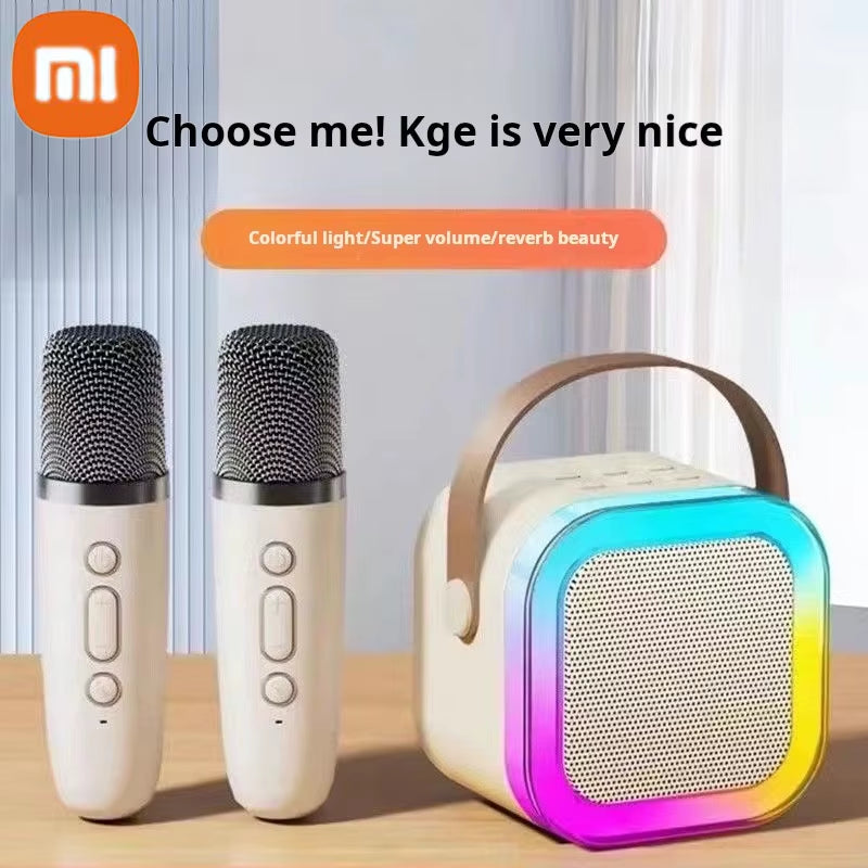K12 Wireless Karaoke Speaker Bluetooth Microphone K12 Home KTV Karaoke Machine RGB Light Portable Mini Bluetooth Speaker