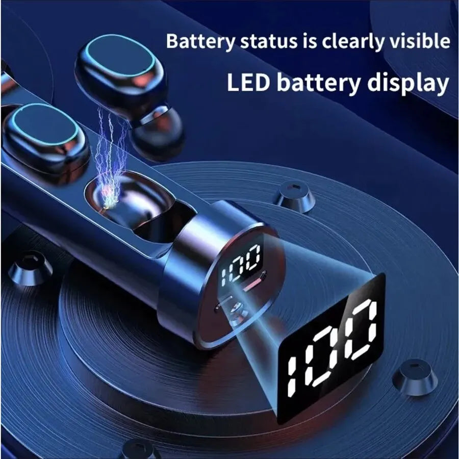 N21 Wireless Earphones Stereo Bass Earbuds LED Digital Display Headphones with Microphone TWS Headsets Lights for Smartphone