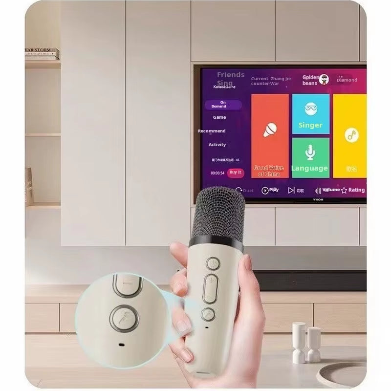 K12 Wireless Karaoke Speaker Bluetooth Microphone K12 Home KTV Karaoke Machine RGB Light Portable Mini Bluetooth Speaker