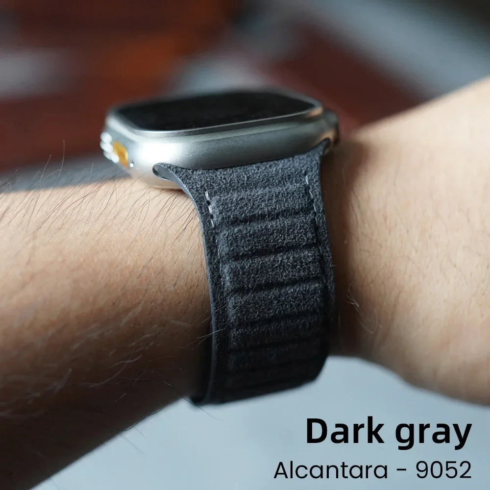 Magnetic ALCANTARA Strap for Apple Watch Ultra 2 Band 49Mm 46Mm 45Mm 44Mm Suede Leather Accessories for Iwatch 10 9 8 7 6 5 SE
