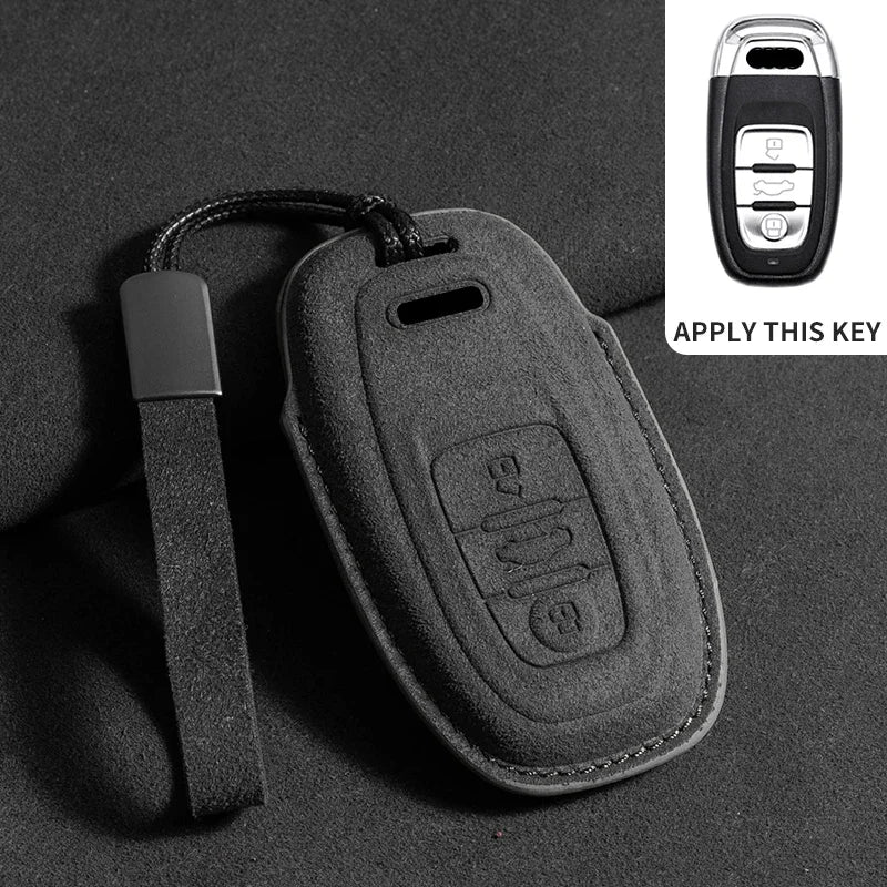Car Key Case Cover Fob for Audi Q3 Q5 Q7 A1 A3 8P A4 B9 A5 A6 C7 8S A7 A8 4M S4 S5 S6 S7 S8 RS3 RS6 SQ5 TTS Alcantara Keychain