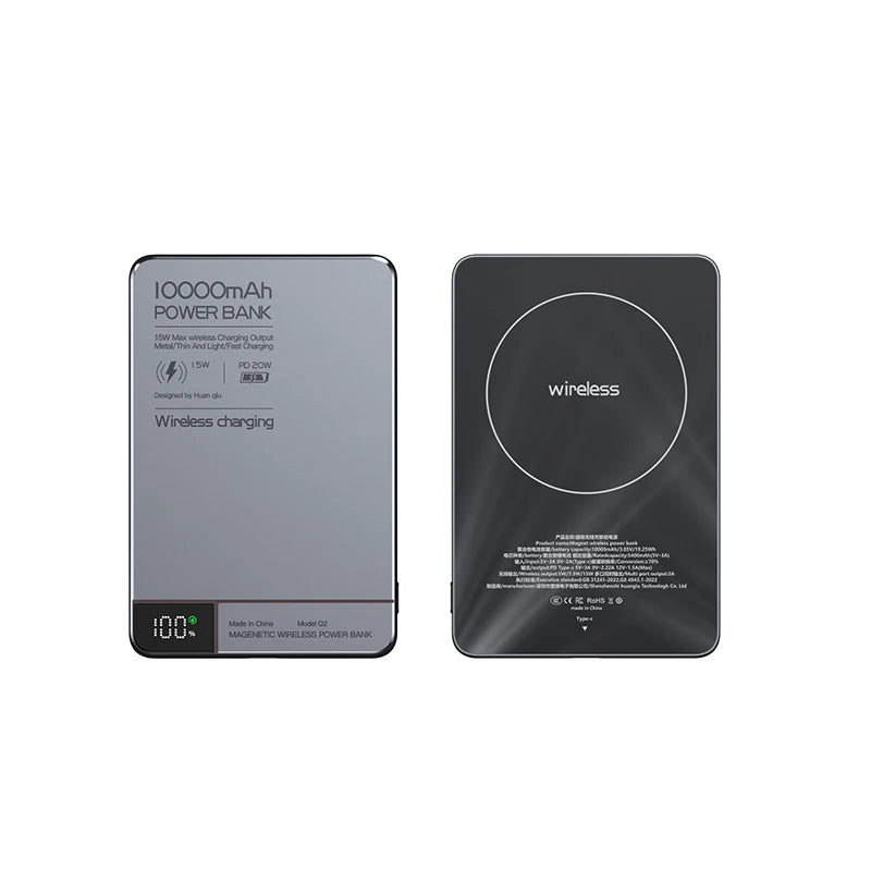 Travel Portable Wireless Magnetic Power Bank Fast Charging Ultra Capacity Digital External Battery Powerbank for Magsafe Iphone