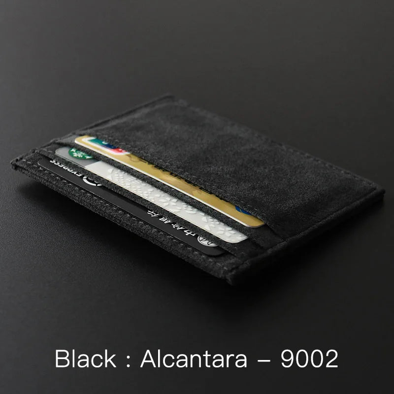 YMW ALCANTARA Card Holder Women & Man Turn Fur Luxury Artificial Leather Slim Card Mini Wallet Small Thin Card Package