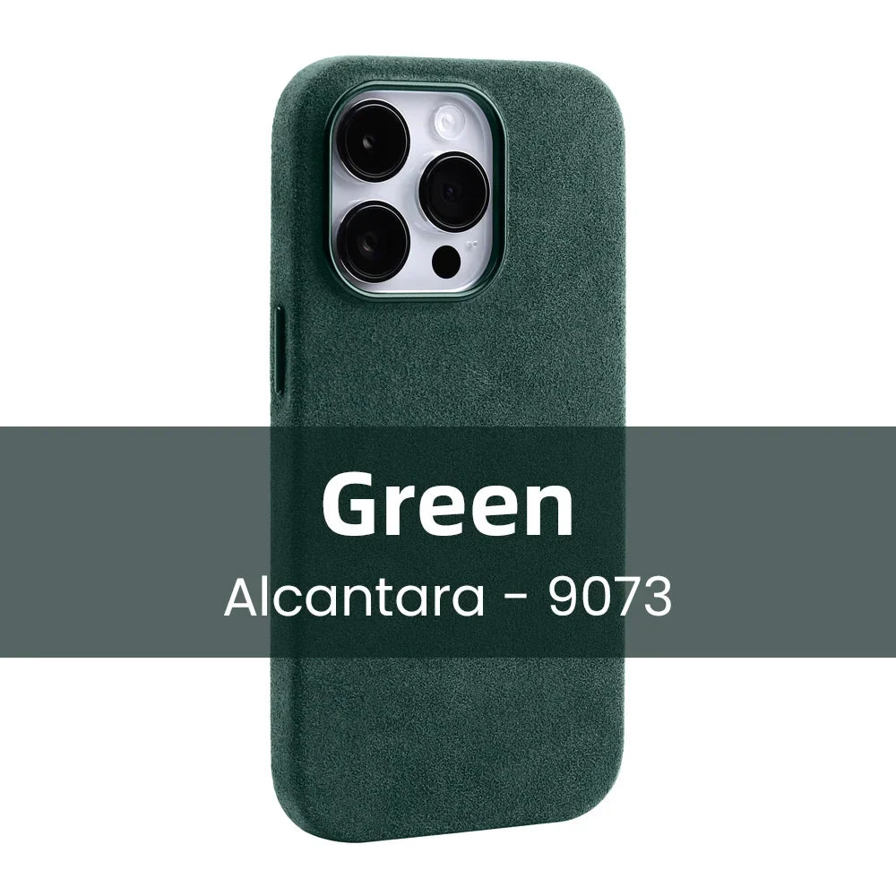 Magnetic ALCANTARA Case for Iphone 16 Pro Max 15 14 13 Mini Luxury Business Supercar Interior Same Suede Leather Phone Cover