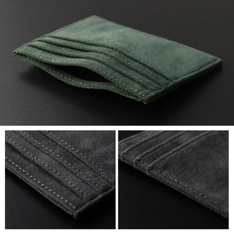 YMW ALCANTARA Card Holder Women & Man Turn Fur Luxury Artificial Leather Slim Card Mini Wallet Small Thin Card Package