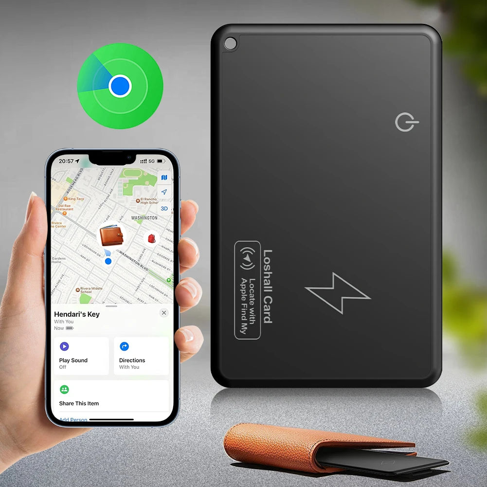 Wireless Charging Wallet Tracker Card Bluetooth-Compatible Smart Tracking Wallet Card Work with Find My App Wallet