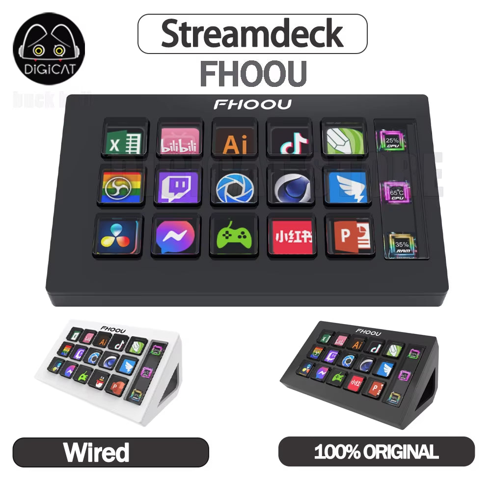 Streamdeck Mini Visual Keyboard 15Keys Stream Deck LCD Button Live Content Creation Controller Custom Button for Win/Macos Gifts
