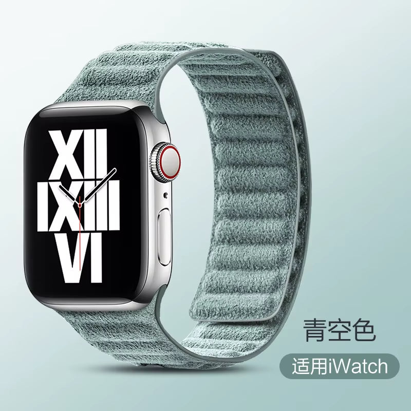 Premium Italy Alcantara Magnetic Genuine Leather Strap for Apple Watch 38 40 42 44 45 49 Mm Iwatch 9 87 5 6 4 3 SE Bracelet