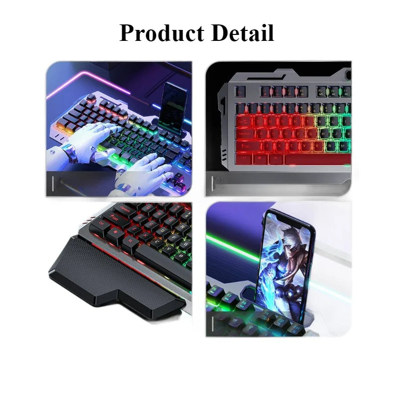 USB Wired Keyboard Set 104 Keys Backlight Gaming Keyboard Gaming for Laptop PC Computer with Hand Support