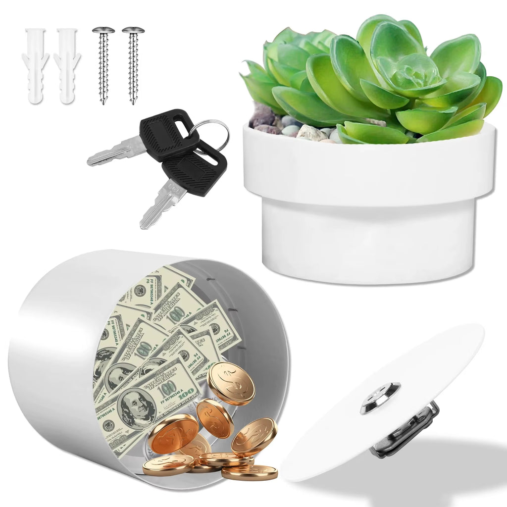 Secret Hidden Safe with Key Lock 2-Layer Creative Flower Pot Stash Box Suitable for Secret Storage Hide Money and Valuables New