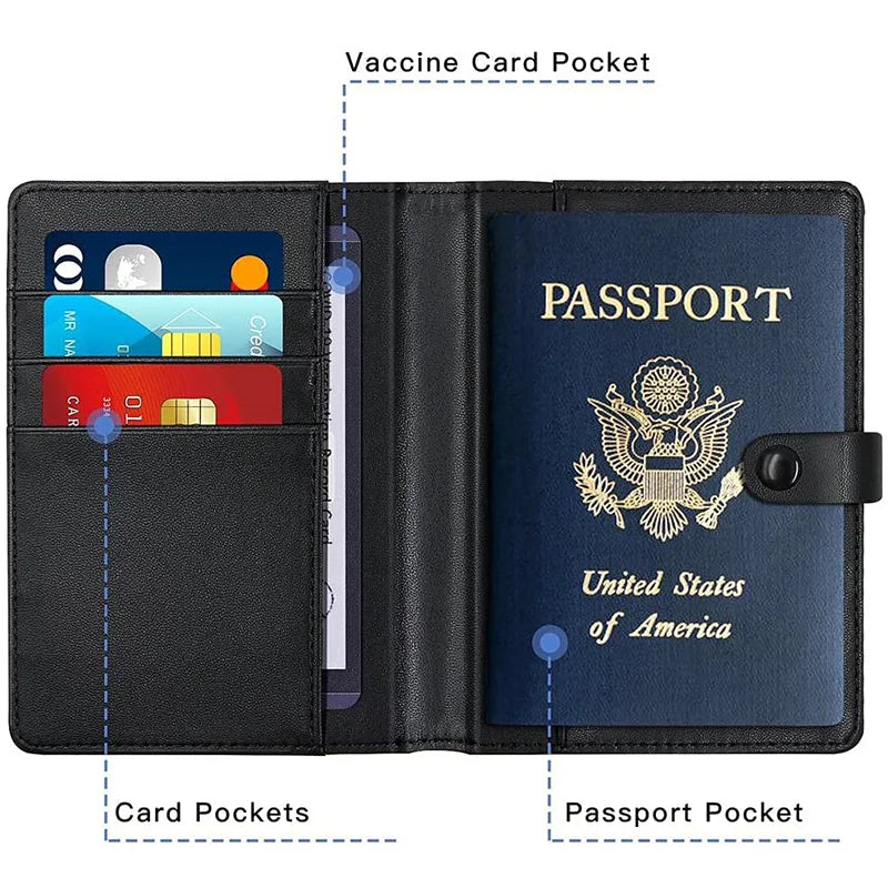 New for Apple Airtag Passport Cover Wallet Certificate Protective Cover with Airtag Travel PU Leather Card Holder Rfid Men Women
