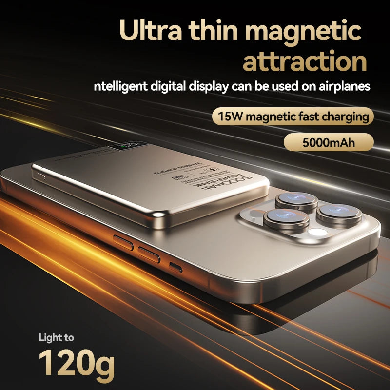 Travel Portable Wireless Magnetic Power Bank Fast Charging Ultra Capacity Digital External Battery Powerbank for Magsafe Iphone