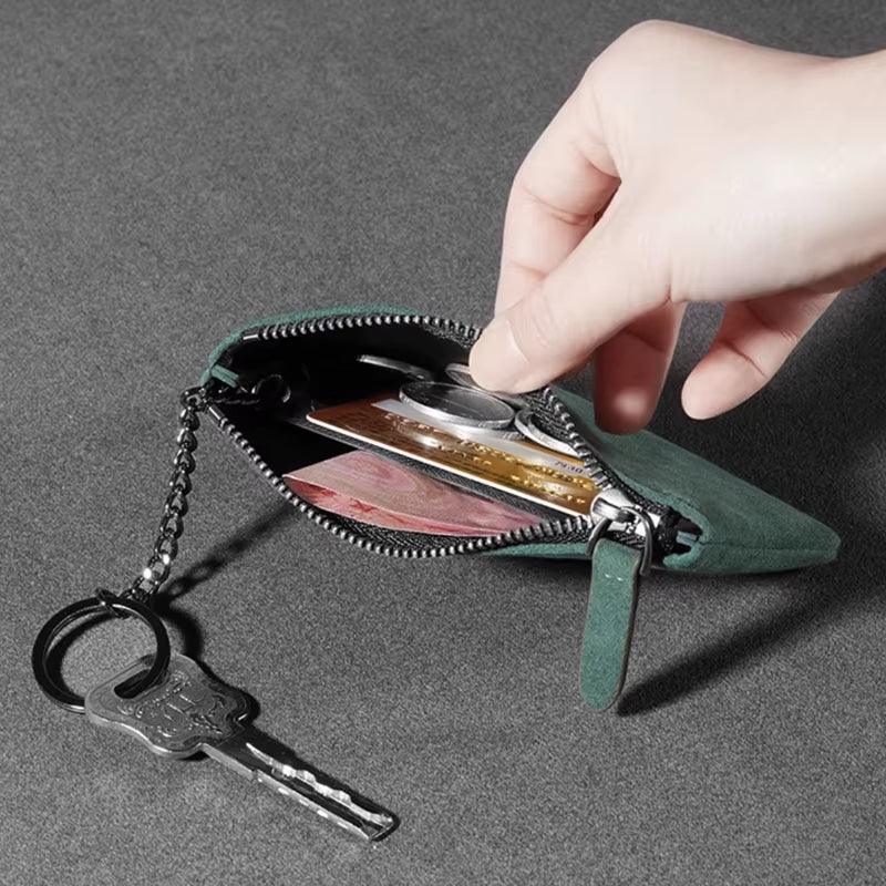 YMW Women & Man Alcantara Card Holder Luxury Artificial Leather Slim Card Zipper Wallet Small Thin Card Package