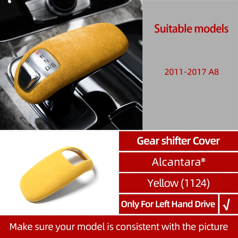 Alcantara Wrap for Audi A8 2011-2017 Gear Shift Knob Head ABS Cover Sticker Interior Trim Decoration Car Accessories