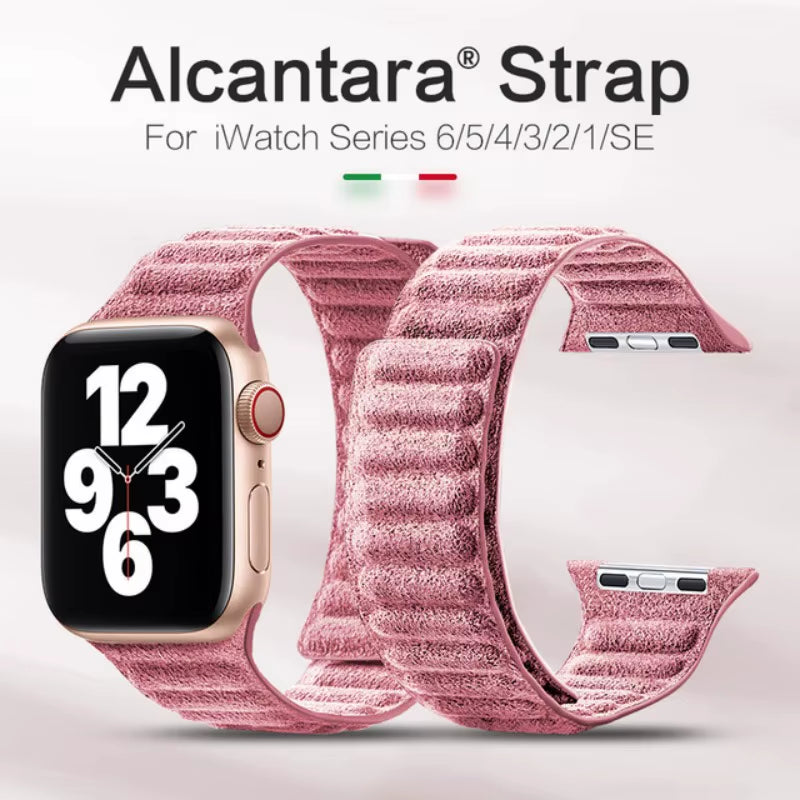 Premium Italy Alcantara Magnetic Genuine Leather Strap for Apple Watch 38 40 42 44 45 49 Mm Iwatch 9 87 5 6 4 3 SE Bracelet