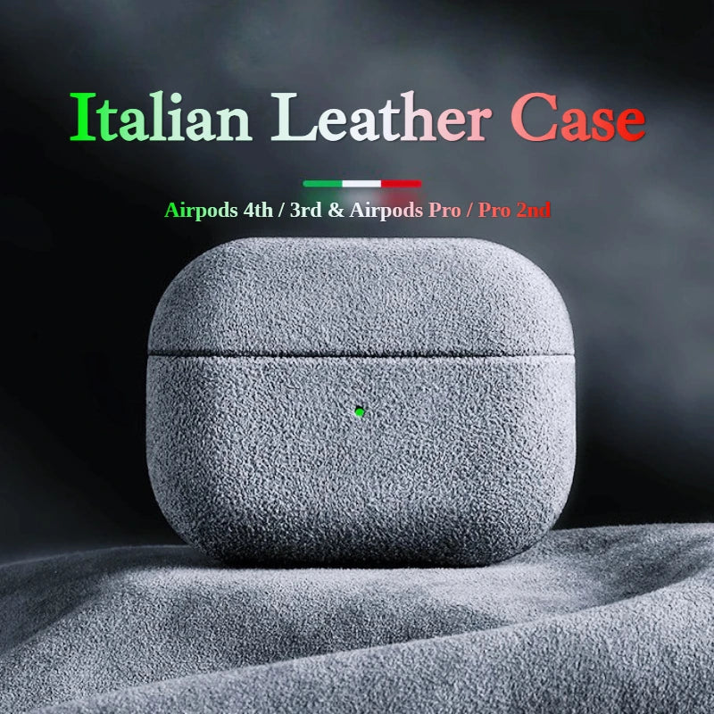Italian Suede Leather Case for Airpods Pro 2 Luxury Artificial Leather All Inclusive Case for Airpods 4 3 Case Wireless Charge