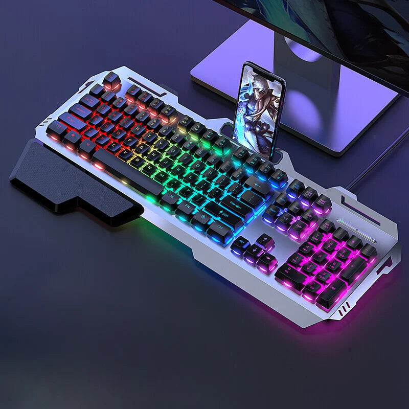 USB Wired Keyboard Set 104 Keys Backlight Gaming Keyboard Gaming for Laptop PC Computer with Hand Support
