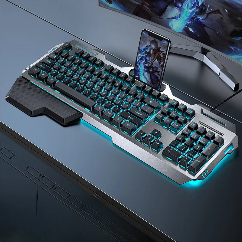 USB Wired Keyboard Set 104 Keys Backlight Gaming Keyboard Gaming for Laptop PC Computer with Hand Support