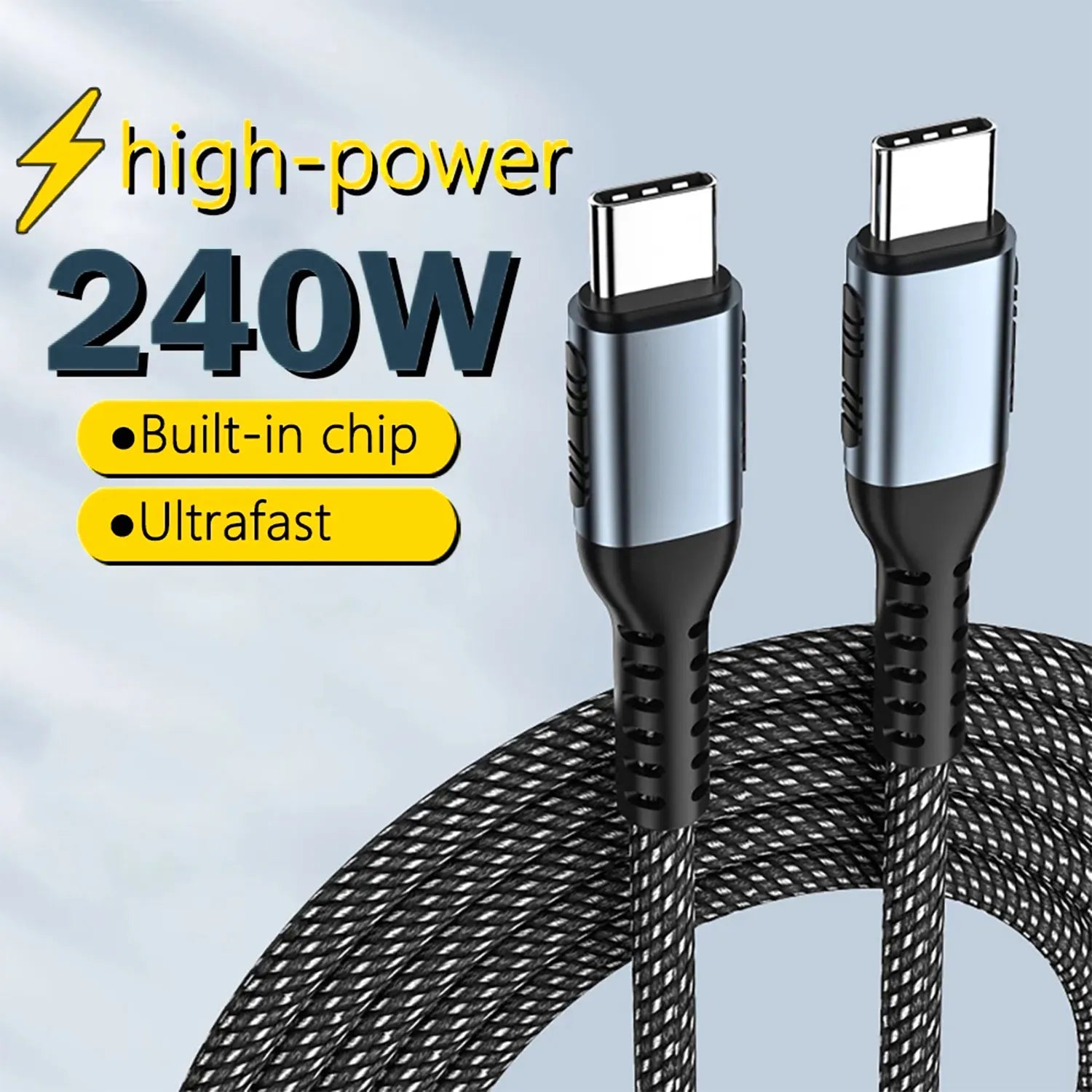 PD 240W Super Fast Charging Cable for Laptop Tablet USB Type C Data Cord for Macbook Air Ipad Iphone 15 Pro Max Xiaomi Dell HP