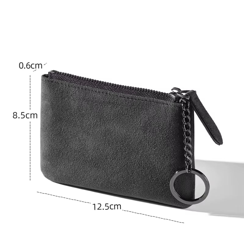 YMW Women & Man Alcantara Card Holder Luxury Artificial Leather Slim Card Zipper Wallet Small Thin Card Package